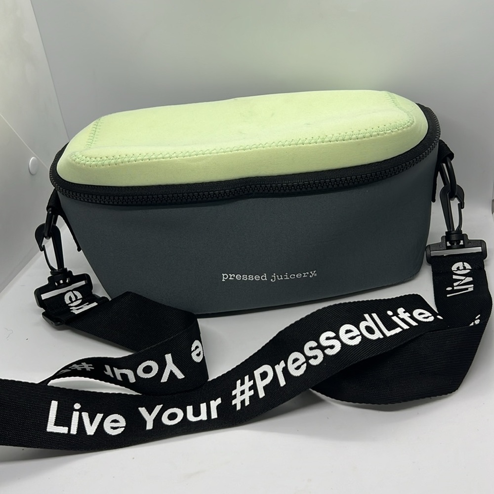 Pressed Juicery Neoprene Zip Crossbody Cooler Lunch Bag